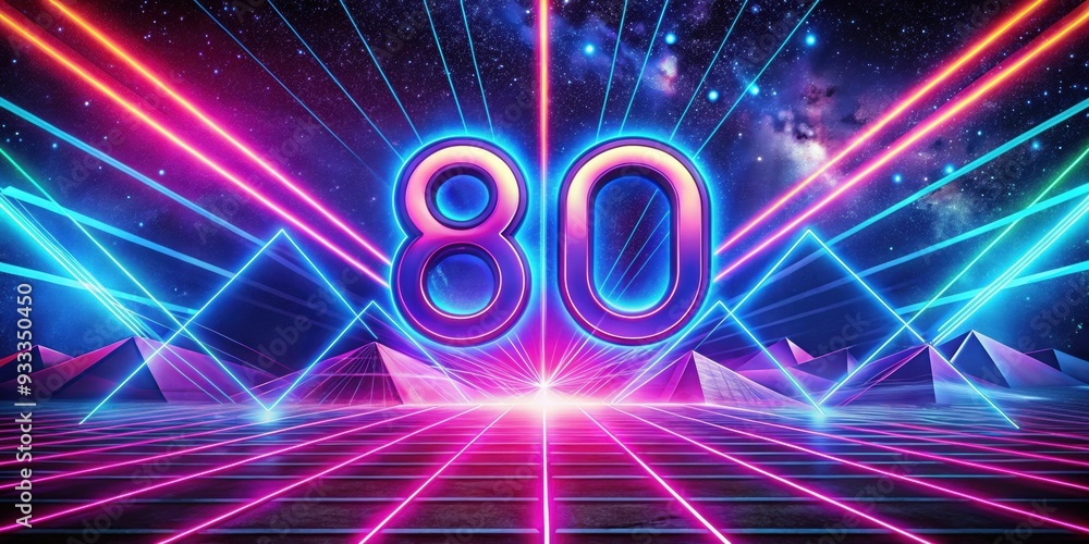 Neon Nights 80s Magazine Cover featuring vibrant pink and blue aesthetics, bright lasers, and iconic album cover vibes, neon Neon Nights 80s Magazine Cover featuring vibrant pink and blue aesthetics, bright lasers, and iconic album cover vibes, neon