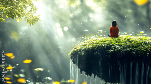 A woman sits in a meditativ...