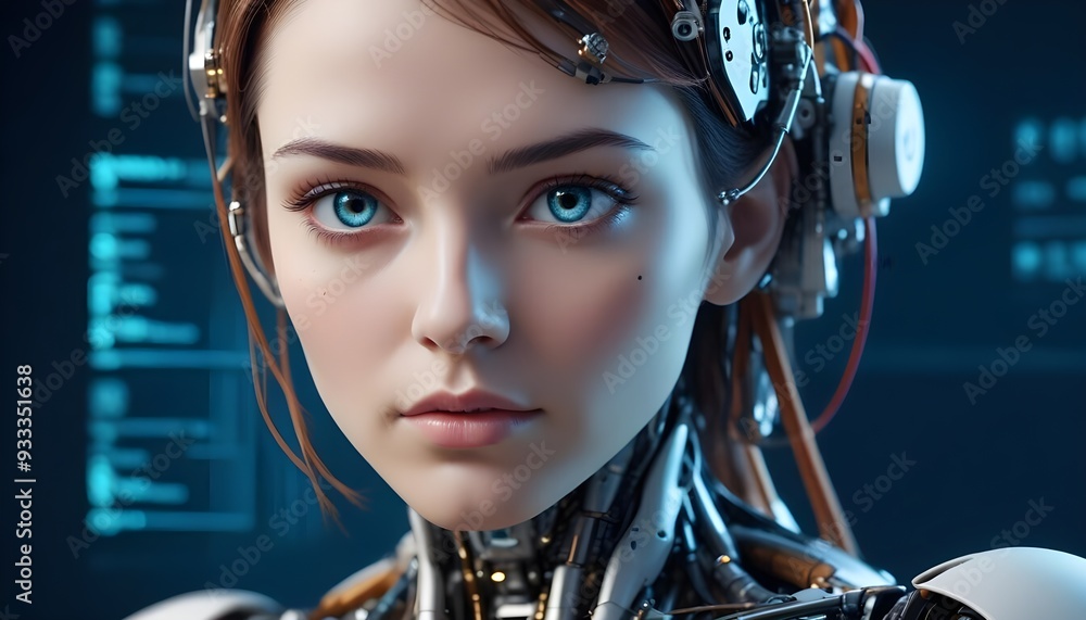 Futuristic Female AI Robot: AGI Representation with Human-Like Features Futuristic Female AI Robot: AGI Representation with Human-Like Features