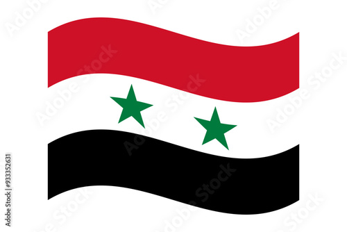 Wavy flag of Syria, isolated on transparent background. Flag of the Syrian Arab Republic. Vector illustration