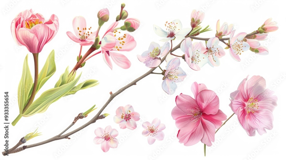 Close-up of a bouquet of flowers growing on a branch Close-up of a bouquet of flowers growing on a branch