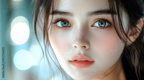 Close up of a young woman's...