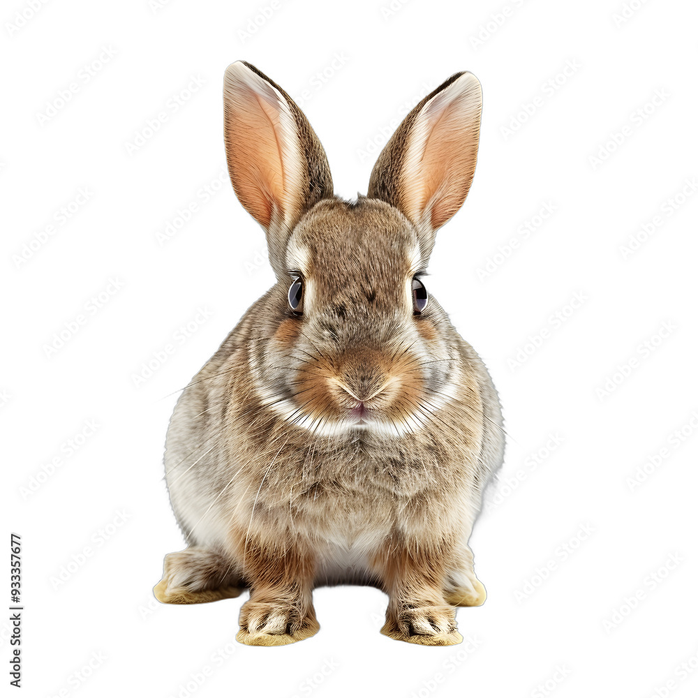 Fototapeta premium [Transparent Background PNG]Cute Brown Bunny Rabbit Sitting On White Background