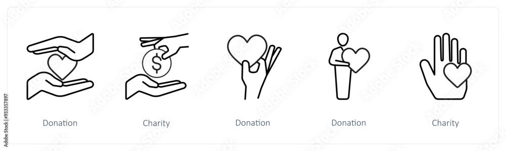 A set of 5 crowdfunding and donation icons such as donation, charity, donate A set of 5 crowdfunding and donation icons such as donation, charity, donate