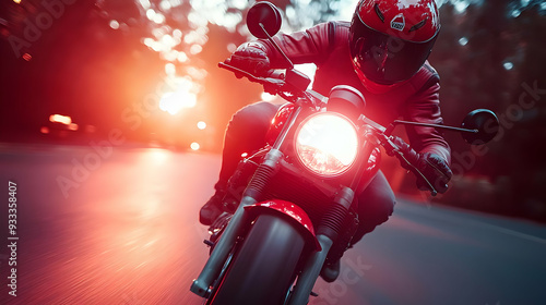 Close-up of a motorcycle ri...