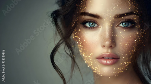 Closeup of a woman's face w...