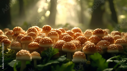 Closeup of mushrooms growin...
