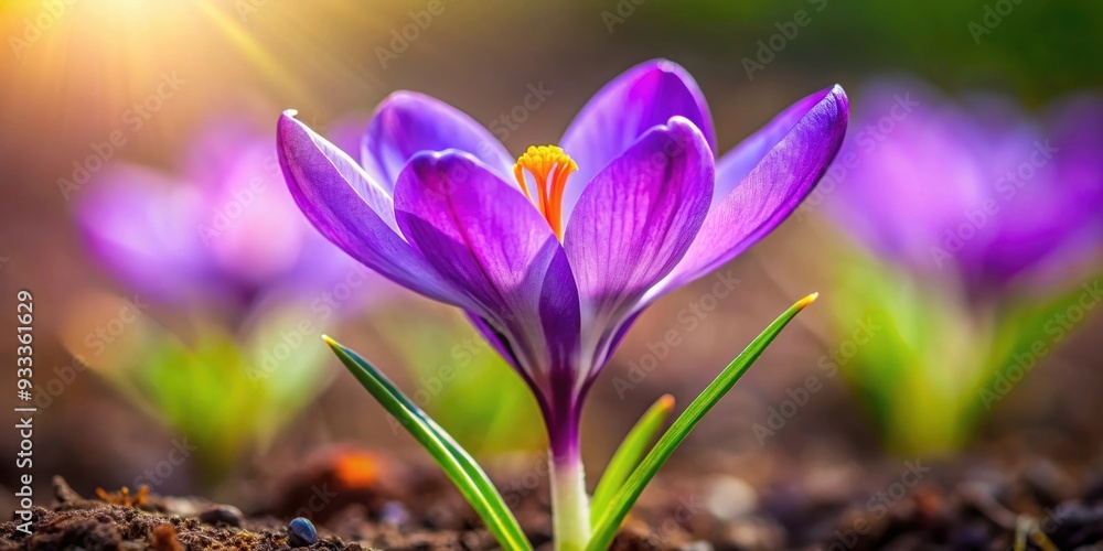 Vibrant purple crocus flower blooming in spring , Spring, purple, crocus, flower, bloom, vibrant, nature, seasonal, garden, petal Vibrant purple crocus flower blooming in spring , Spring, purple, crocus, flower, bloom, vibrant, nature, seasonal, garden, petal