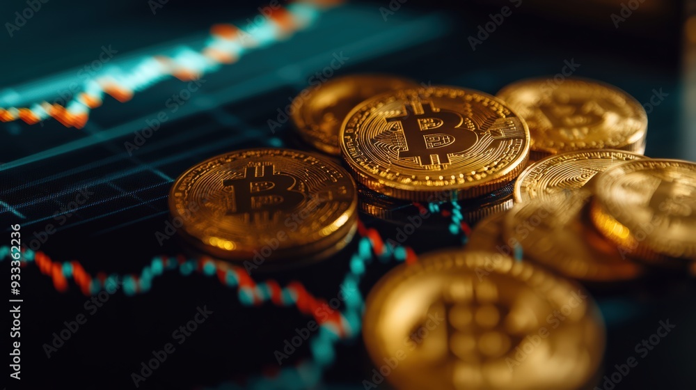 Bitcoin Iconography with Assorted Cryptocurrency Symbols and Blockchain Visualization as Part of a Digital Currency Concept Bitcoin Iconography with Assorted Cryptocurrency Symbols and Blockchain Visualization as Part of a Digital Currency Concept