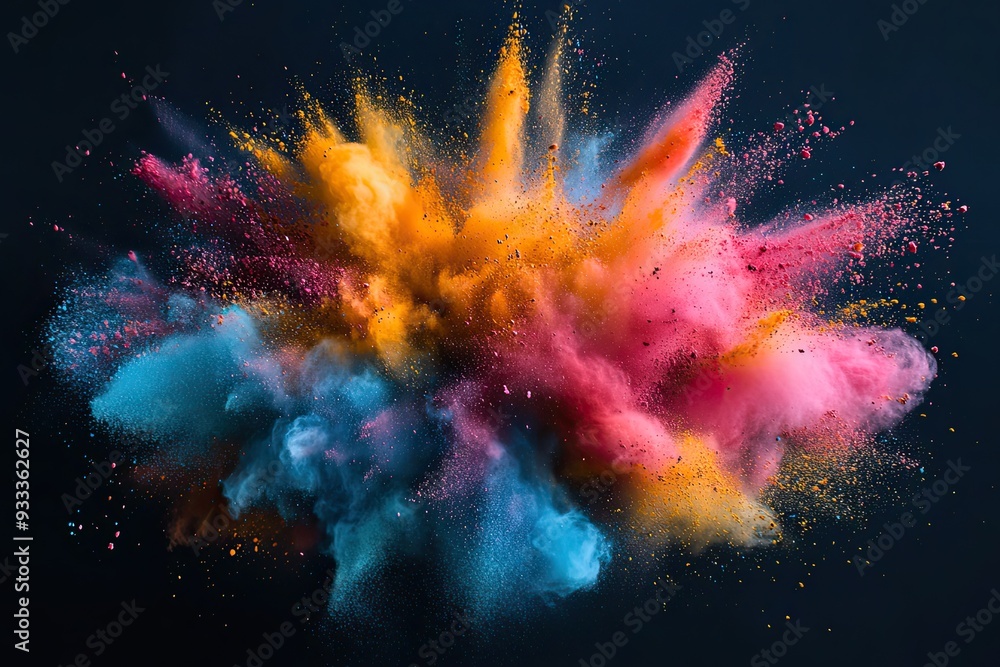 Colored powder explosion Abstract closeup dust on backdrop Colorful explode Colored powder explosion Abstract closeup dust on backdrop Colorful explode