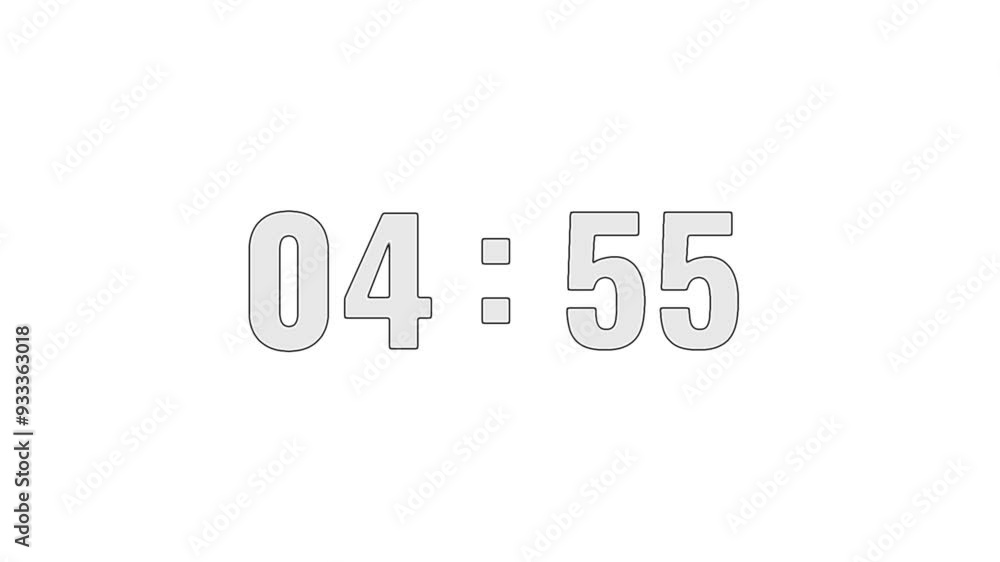 Simple and Clean Short 5-Minute Countdown White Background with Soft Gray Digits Simple and Clean Short 5-Minute Countdown White Background with Soft Gray Digits