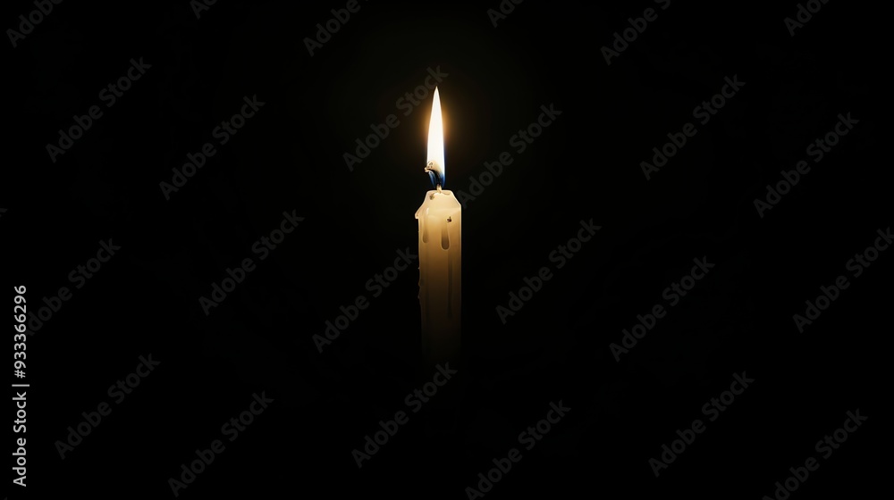 A single candle burns brightly in the dark. A single candle burns brightly in the dark.