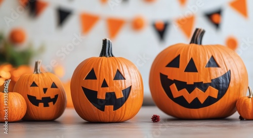 Child carves a smiling pumpkin outdoors during autumn festivities