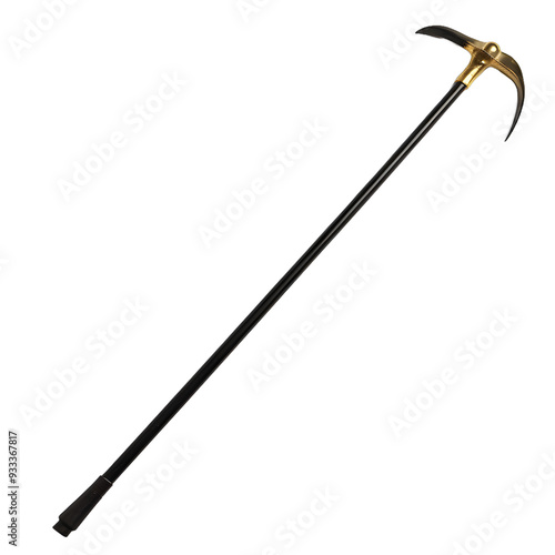 [Transparent Background PNG]Antique Brass Hooked Walking Stick