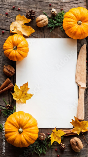 Autumn Thanksgiving Table with Organic Pumpkin and Foliage