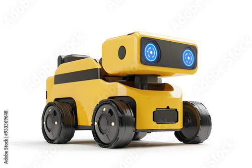 3D Small cute robot for delivery isolated on white background. The future of automated delivery