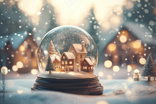 Miniature Winter Village Inside a Snow Globe