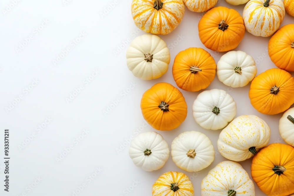 Assorted Pumpkins on a White Background Assorted Pumpkins on a White Background