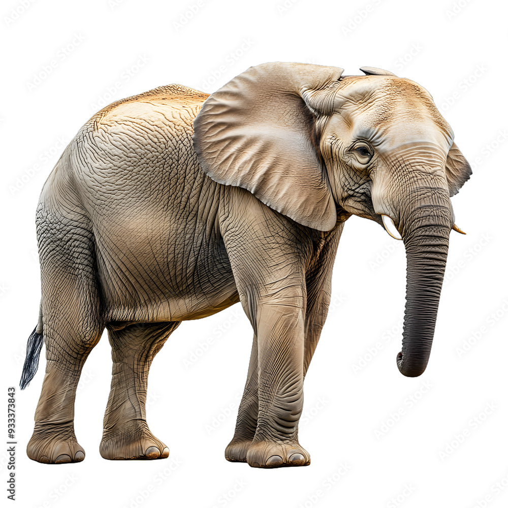 Fototapeta premium [Transparent Background PNG]African Elephant Standing on White Background