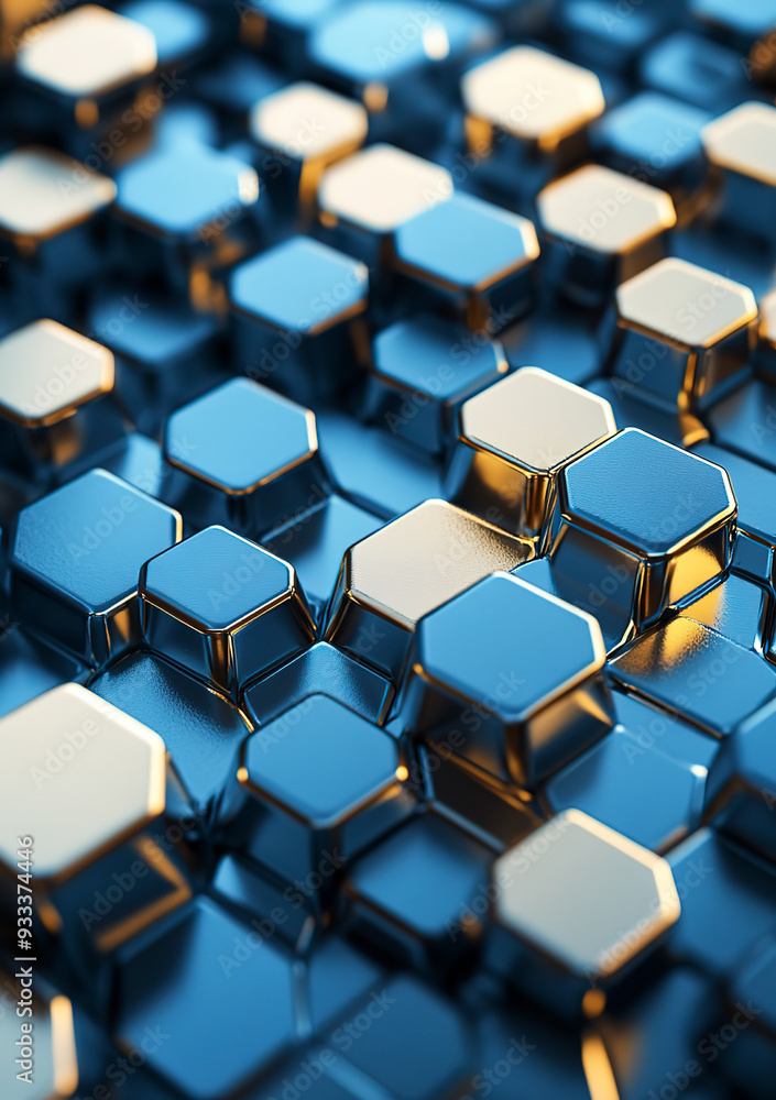 Abstract background with blue and gold hexagons Abstract background with blue and gold hexagons