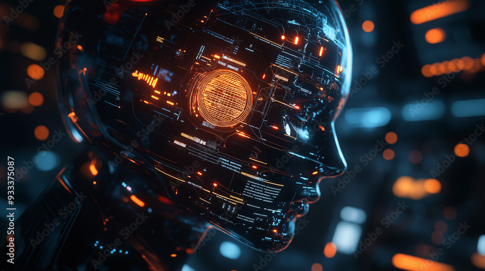 futuristic programming human body concept, artificial intelligence ...