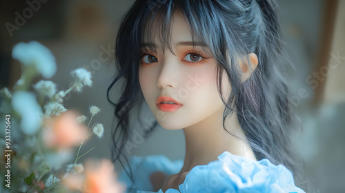 Portrait of a young woman w...