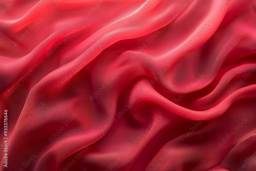 Fototapeta premium Soft Wavy Texture of Red Fabric Abstract Background