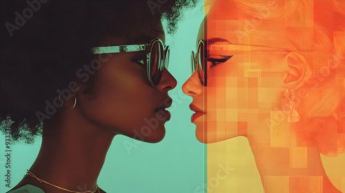 Two women with different sk...