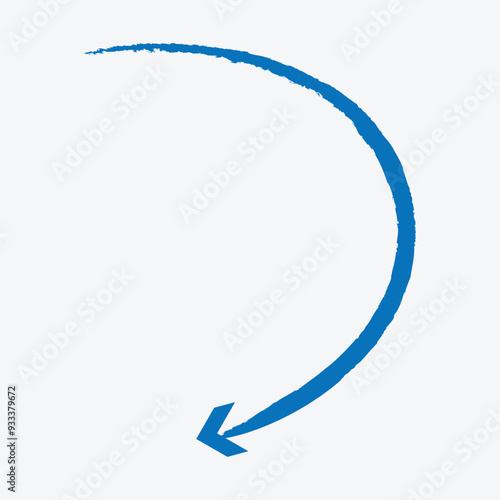 long arrow. Semi circle arrow. Vector illustration. Semicircular curved thin long arrow. Eps 10.