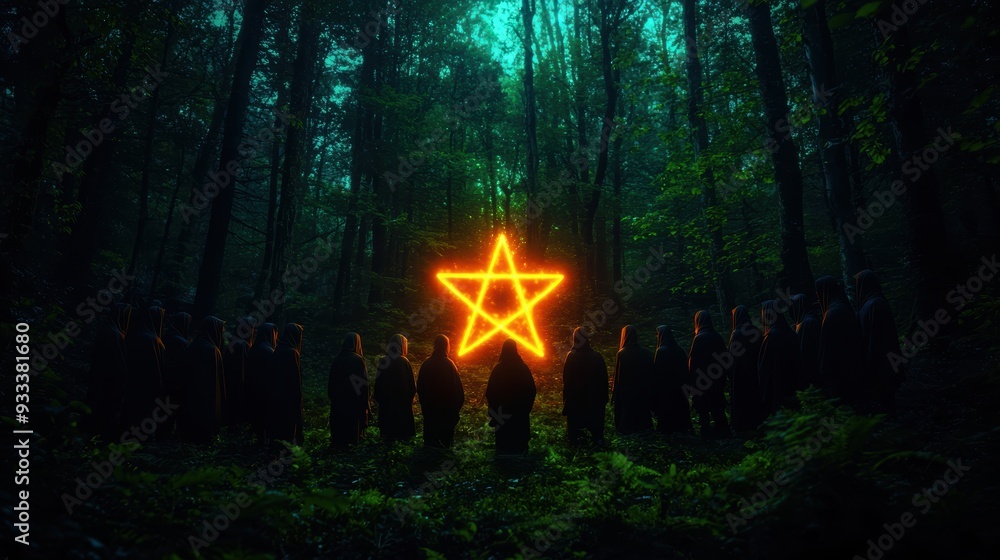 Mystic Ritual in the Woods - Hooded Figures Around Glowing Pentagram | Ultra HD Mystic Ritual in the Woods - Hooded Figures Around Glowing Pentagram | Ultra HD