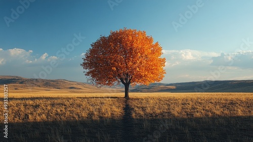 Solitary Tree in Golden Field