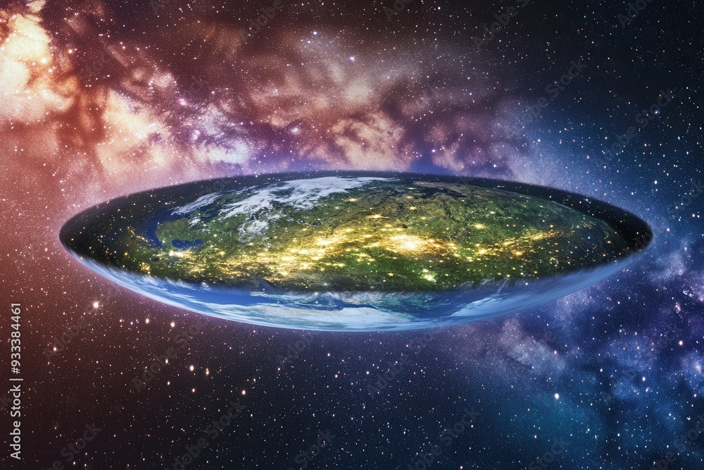 Obraz premium Flat Earth Concept in Space