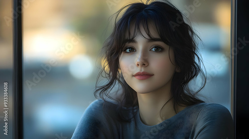 Young woman with dark hair ...