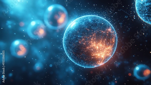 Wallpaper Mural Abstract Digital Sphere With Glowing Lines and Points Torontodigital.ca