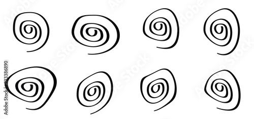 Cartoon hypnosis eyes, hypnotic spiral eyes, line pattern. Circles patroon. Volute, spiral. Circle tunnel element. Psychedelic optical illusion. Concentric lines concept. Radial, spiral rays, wave.