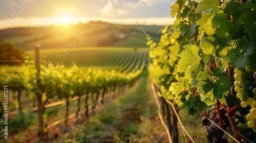 Eco Friendly Organic Vineyard Tour with Sustainable Farming Landscape at Sunset