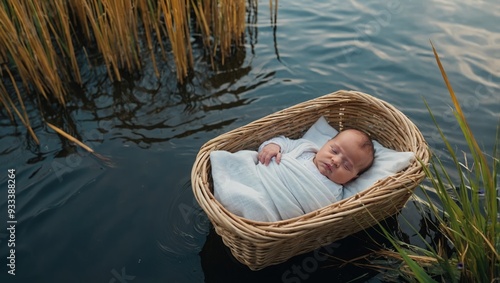 baby Moses in a basket photo