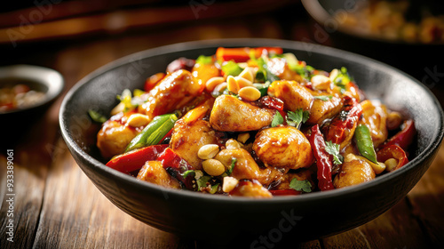  Chinese Kung Pao chicken. AI generative.