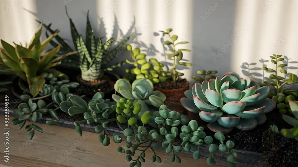 Serene video of small desk plants like succulents with soft natural lighting and focus on the greenery's textures and details. Ideal for wellness branding, office decor, and biophilic design projects Serene video of small desk plants like succulents with soft natural lighting and focus on the greenery's textures and details. Ideal for wellness branding, office decor, and biophilic design projects