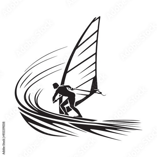 Wind Surfer Vector Art, Icons, and Graphics isolated on white background.