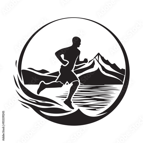 Trail Running Logo Stock Illustrations isolated on white background
