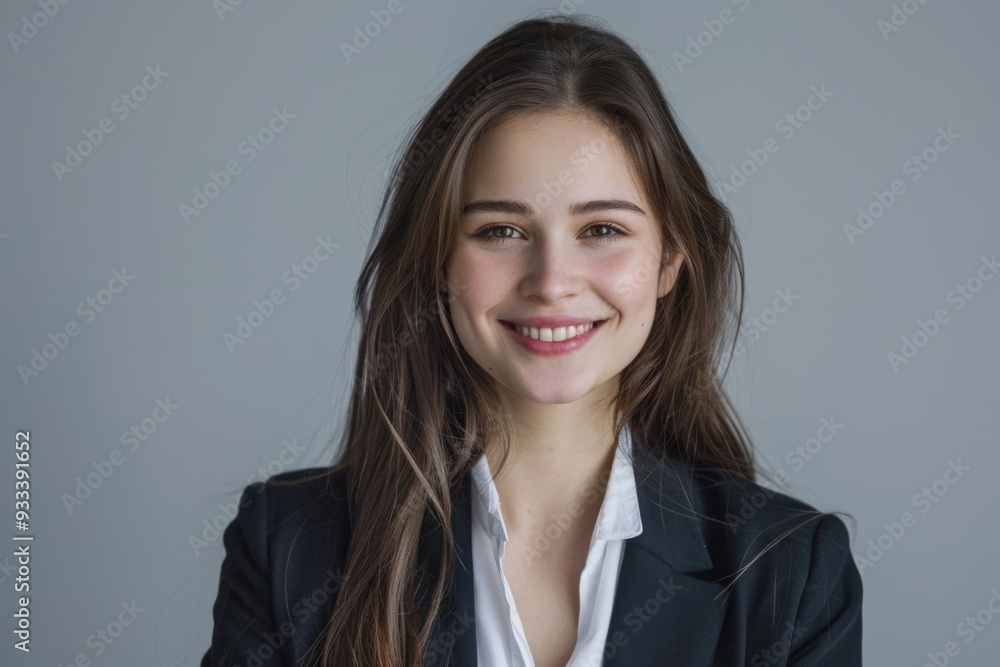 A professional woman smiling at the camera, wearing a business suit and confident expression A professional woman smiling at the camera, wearing a business suit and confident expression