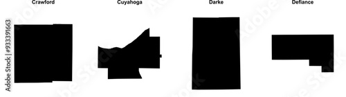 Crawford, Cuyahoga, Darke, Defiance outline maps