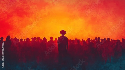 Silhouettes of People Against a Dramatic Sunset