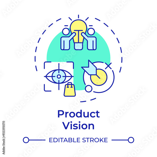 Product vision multi color concept icon. Future direction. Business strategy, project planning. Round shape line illustration. Abstract idea. Graphic design. Easy to use in infographic, presentation