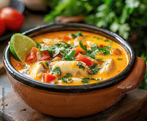 tasty Brazilian speciality moqueca de cação. AI generative. photo