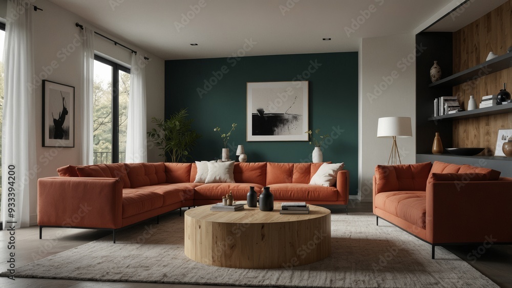 minimalist modern living room with a bold accent wall minimalist modern living room with a bold accent wall