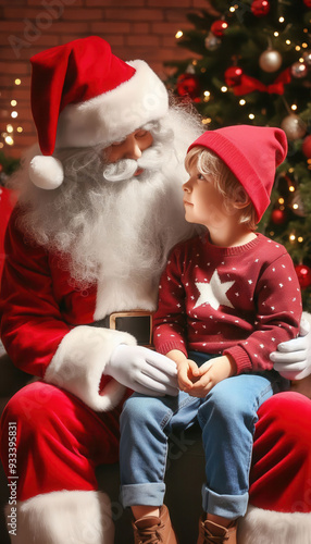 santa claus and child on knee