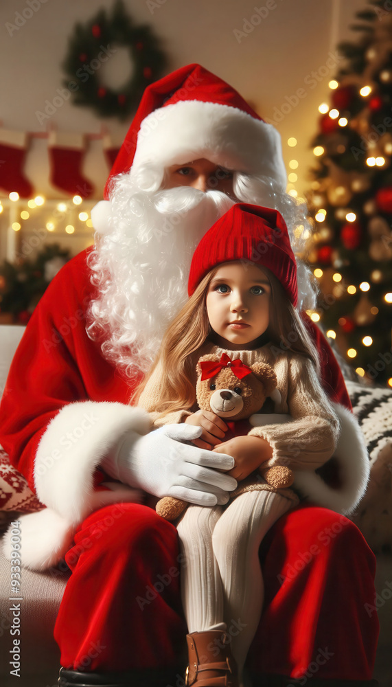santa claus and child on knee santa claus and child on knee