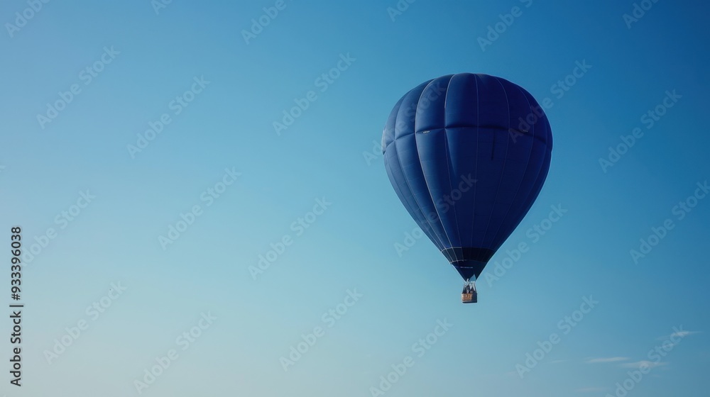 Fototapeta premium A dark blue hot air balloon drifting through a clear sky, symbolizing freedom